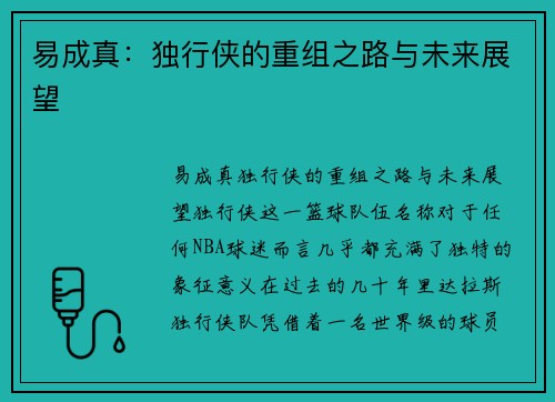 易成真：独行侠的重组之路与未来展望