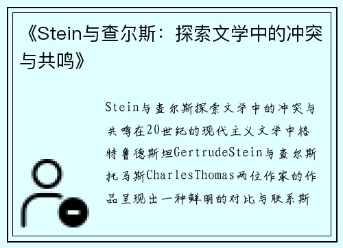 《Stein与查尔斯：探索文学中的冲突与共鸣》